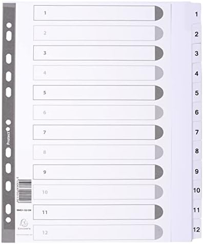 Exacompta - Ref MWD1-5Z - Mylar Printed Indices - For Use WithA4 Documents, Pre-Punched, 160gsm White Card with Reinforced Plastic Tabs, FSC-Certified - 5-Part Dividers (1-5)