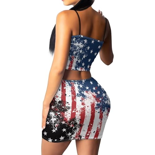 Image of 2025 Sexy Spaghetti Strap Crop Tops and Bodycon Skirt Casual 2 Piece Set S-4XL