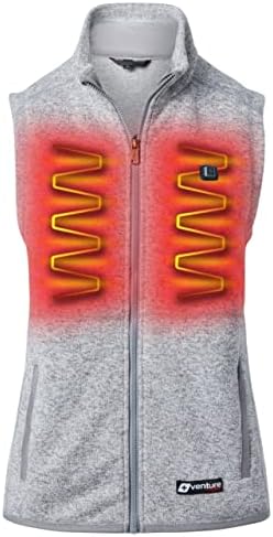Venture Heat Women's Heated Fleece Vest with Battery Pack Included - Rechargeable Electric Warming Knit Sweater (M, Stone)