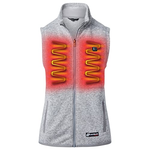 Venture Heat Women's Heated Fleece Vest With Battery Pack Included - Rechargeable Electric Warming Knit Sweater (M, Stone) #TOP3