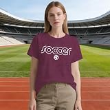 Cutesong Soccer Shirt for Women Soccer Mom T-Shirts Funny Game Day Tee Tops Purple