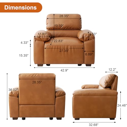 Sillón Plegable Marrón de Cuero Sintético miniatura 4