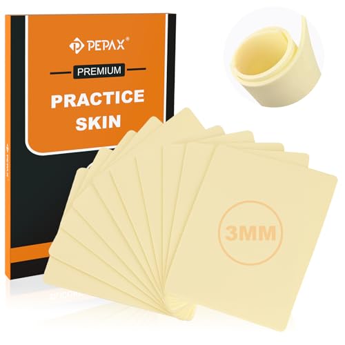 PEPAX 10Pcs Tattoo Practice Skins, 3mm Thick Fake Skin 6"x8"