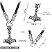 BAVIPOWER Mjolnir the Thor's Hammer Pendant With Wolf Heads Braided Leather Necklace Stainless Steel Authentic Norse Scandinavian Viking Jewelry ► BONUS ADJUSTABLE RUNE RING