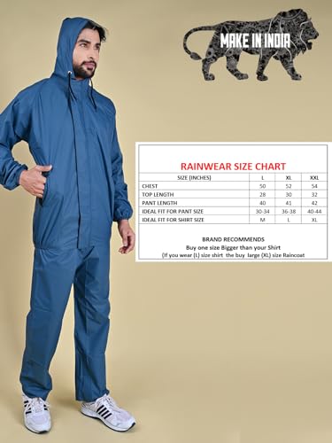 Image of Rupa mens Rupa Rainwear for Men, Waterproof PU Rain Jacket with Pants and Carry Bag, Pack of 1