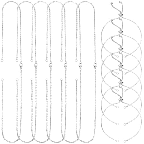 SUNNYCLUE 1 Scatola da 12 Pezzi Catena A Maglie con Cursore per Collana Braccialetto Metlega Argentato Acciaio Inossidabile Connettore Regolabile Estensore con Fermagli A Moschettone per La Crea