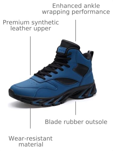 Image of Joomra Men's Stylish Sneakers High Top Athletic-Inspired Shoes | Premium Vegan Leather Upper, Durable Rubber Outsole, Perfect Ankle Support, Ideal for Outdoor & Casual Wear