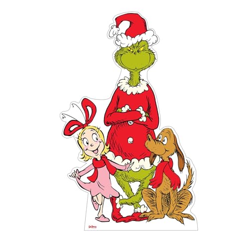 Dr. Seuss The Grinch Max Cindy Lou Who Cardboard Standee Life Size Grinch Characters Cutout Party Decoration for Classrooms Libraries and Holiday Parties -Officially Licensed