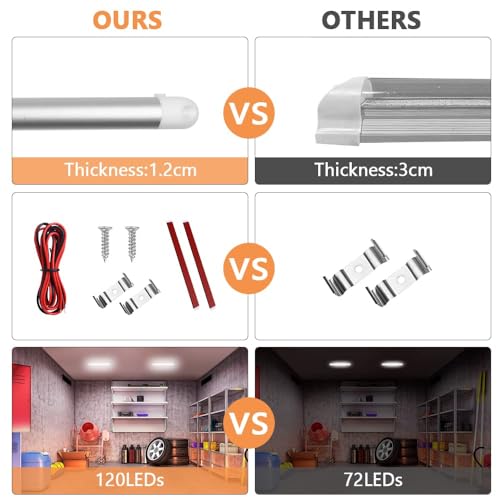 URAQT LED Innenlichtleiste, 120 LEDs, 12V Universal Lichtleiste mit Verlängerungskabel, Weiße Lampe für Fahrzeuge und Anwendungen (4PCS)