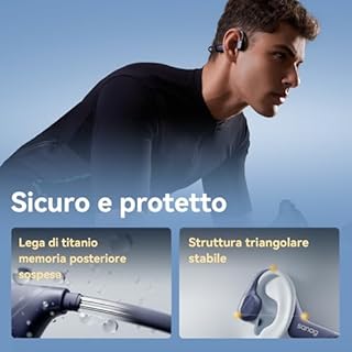 SANAG B21S Cuffie Conduzione Ossea, Open Ear Auricolari Wireless Bluetooth 5.4 con Impermeabili IPX5, Microfono, HiFi 5.4 Bassi, 10 Ore di Riproduzione per Corsa, Ciclismo, Sport (Nero)