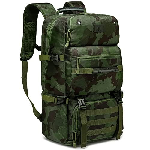 TUGUAN 50/60L Travel Backpack, Camo Laptop Backpack for Men Large Capacity Military Tactical Hiking Backpack with Shoe Compartment Expandable Outdoor Canvas Rucksack for Travel Camping Climbing - TUGUAN