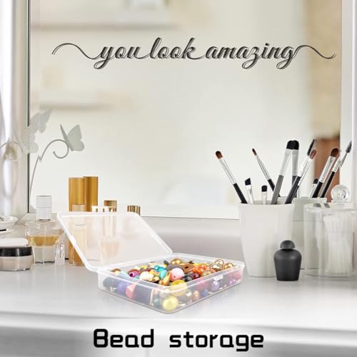 Image of DUOFIRE Small Plastic Box Organizer Box Small Plastic Storage containers Small Plastic case for Storage Beads, Jewelry and Small Items Square(5.2 x 5.2 x 1.3inch) 4 Pack