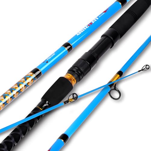 Fiblink Surf 2-Piece/3-Piece/4-Piece Fishing Rod Spinning/Casting Carbon Fiber Travel Fishing Rod (9ft/10ft/12ft) (Spin - 3pc - 12ft)
