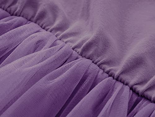 Twkioue Girls Dresses Tutu Tulle Butterfly Sleeves Casual Kid Cute Party Dress 817 Dark Purple 110 #TOP4