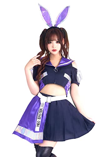 Clear Stone - Fantasia de Neo-Bunny para Halloween, Cyber Sailor para mulher, cor roxa