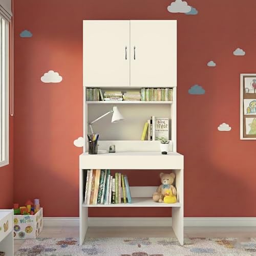 Image of Alpine Willow Multipurpose Study Table with Book Shelf (DIY-Do-it-Yourself) I Study Desk with Storage I Computer Table for Home pc I Study Table with Hutch and Storage I Workstation Table