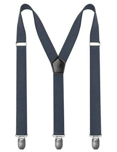 Image of RBOCOTT Mens Solid Color Suspender with 3 Cilps Adjustable Braces