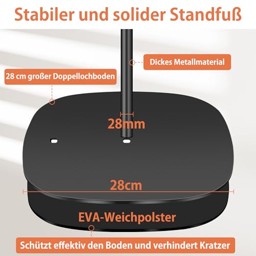 POLESTO Beamer ständer Projektor Halterung, Beamer Halterung Höhenverstellbar von 90-126cm mit 360°Winkelrotation, Platzsparend, Tragkraft bis zu 5kg, Kompatibel mit Beamern, Kameras, Handyhalterungen