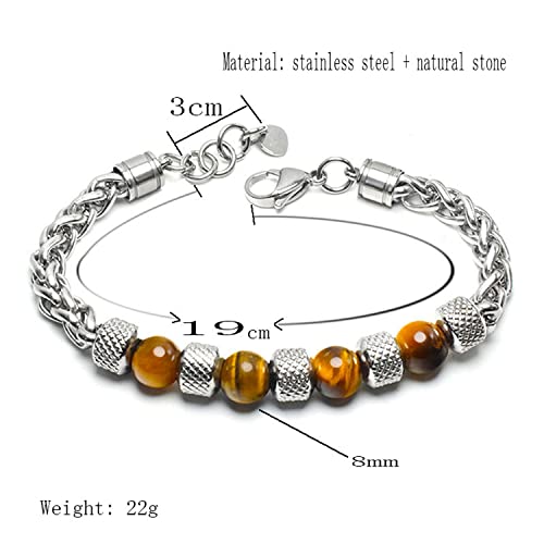 Pulsera de piedra natural Tiger Eye ajustable 8MM miniatura 2