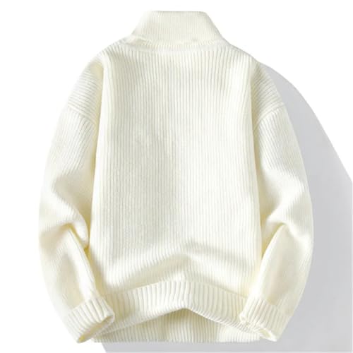 Mens Autumn Winter Loose Knit Turtleneck Sweater Solid Color Casual Knitted Warm Fashion Turtleneck Pullovers2