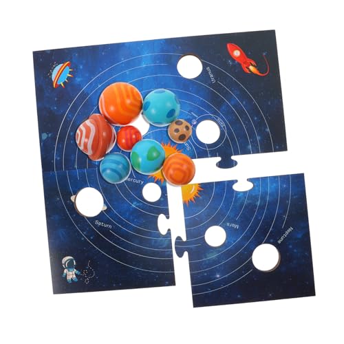 TOYANDONA Juguetes cognitivos planetarios Juguete Educativo Juguete Montessori Juguete de emparejar decoración Rompecabezas Madera Galaxy Planet Matching Juegos de Mesa educativos