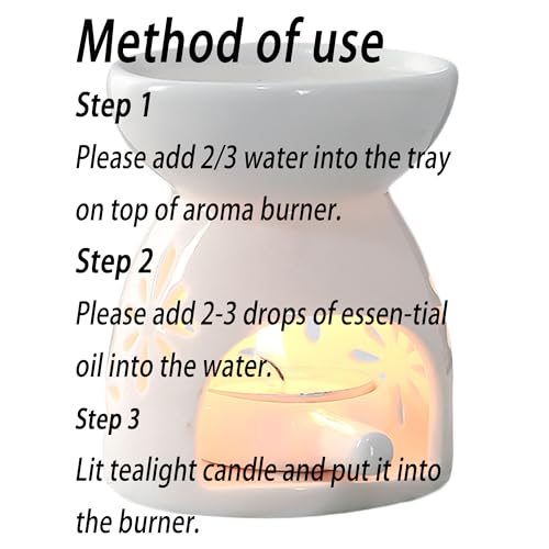 Miniatura 5 de Xflyp Quemador Aceites Esenciales Con Cuchara De Velas, Lámpara Perfumada De Noche, Horno De Aceite De Esencia De Cerámica Para Dormitorio, Sala De Estar, Oficina, Hotel