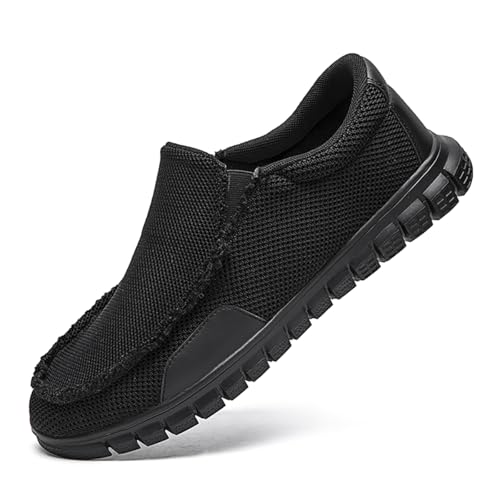 Mens Slip on Loafers Boat Shoes Non Slip Walking Shoes Running Fashion Sneakers for Men Comfort Lightweight Breathable Casual Office Shoes Black 84