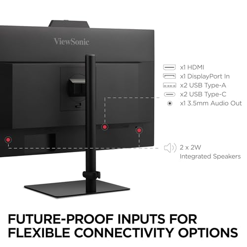 ViewSonic VG2741V 27 Inch 1080p IPS Video Conferencing Monitor with Integrated Windows Hello Certified IR 5MP Webcam, Built-in Microphone, Advanced Ergonomics, USB C, HDMI, and DisplayPort Inputs - Thumbnail 5
