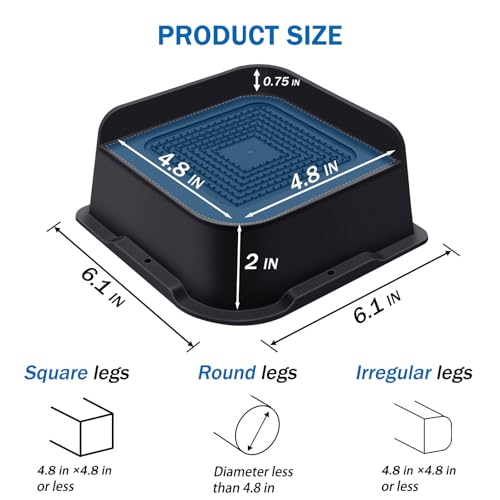ANNKUT Bed Risers 2 Inch Heavy Duty, Furniture Risers for Bed Desk Table Sofa Couch,Oversized Bed Lifts Risers,Support up to 5000 Lbs(4 Pack Black) by ANNKUT - Used condition - Image 2