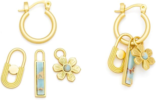 Scout Curated Wears - Interchangeable Charm Earring - Aqua Terra/Peace/Gold