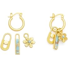 Scout Curated Wears - Interchangeable Charm Earring - Aqua Terra/Peace/Gold