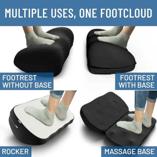 Image of Everlasting Comfort Adjustable Cloud Foot Rest for Under Desk at Work with Pressure Point Nodes - Comfortable Memory Foam Office Foot Stool & Desk Pillow, Gaming & Home Accessories