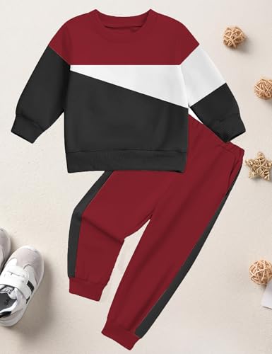 Image of Toddler Boy Clothes Long Sleeve Hoodie Sweatsuits Tops and Pants 2Pcs Boys Fall Winter Outfits Set
