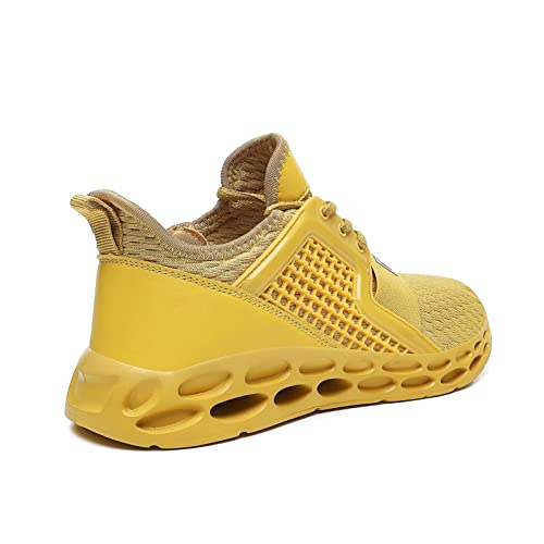 Gslmoln Men's Fashion Sneaker Non Slip Shoes Breathable Lightweight Sneakers Slip Resistant Athletic Sports Walking Gym Work Shoes Yellow Size 8 #TOP2