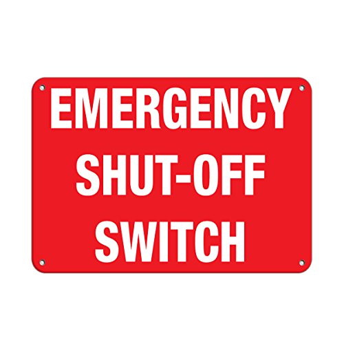 Aluminum Horizontal Metal Sign Multiple Sizes Emergency Shut-Off Switch Hazard Labels Red Electrical Safety & with Border Weatherproof Street Signage 10x7Inches