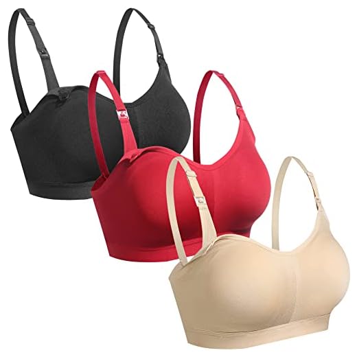 GXXGE Sutiãs de amamentação sem costura, ultra confortável, sutiã de maternidade, bojos embutidos, sutiã para gestantes, sono, Preto/nude/vermelho, GG