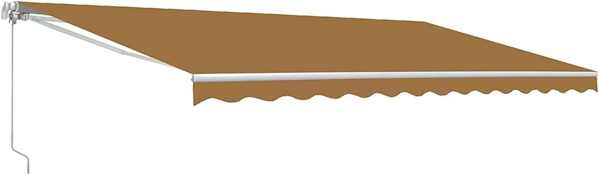 ALEKO Motorized Patio Awning | Automatic Remote Controlled | White Frame | Retractable Crank Home Deck Canopy | Upgraded 2024 |13x10 | Sand Beige