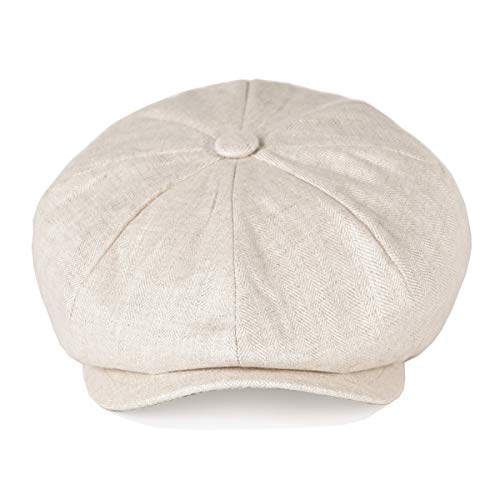 Botvela Men'S Linen Newsboy Cap Lightweight Flat Cap Breathable Summer Hat thumb #2