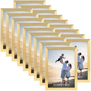 Hoikwo Multi-Bilderrahmen-Set für Familienfotos, Kunstwerke, geringes Gewicht, 12,7 x 17,8 cm, für Wandbehang und Tisch, stilvolle Bilderrahmen, goldfarben, 18 Packungen