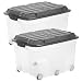 Produktbild Rotho Roller 6 2er-Set Aufbewahrungsbox 57l mit Deckel, Kunststoff (PP) BPA-frei, transparent/schwarz, 2 x 57l (60.0 x 40.0 x 37.0 cm)