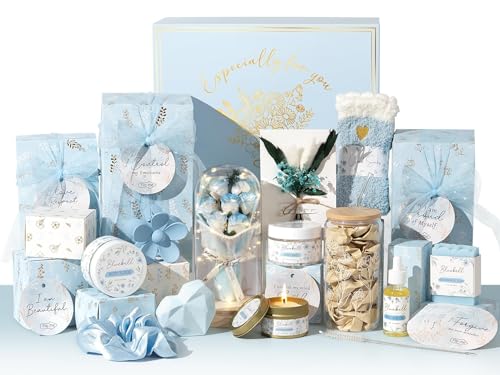 Qinline SPA & Teen Girl – 10 PCS Mothers Day Birthday Gift Basket, Luxury Self Care Home Bath Set for Relaxing, Get Well Soon Care Package & Pampering Friend Daughter Mom