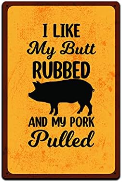 Backyard Patio BBQ Firepit 12 x 8 inch Meat temperature Magnet Sign (pork pulled)