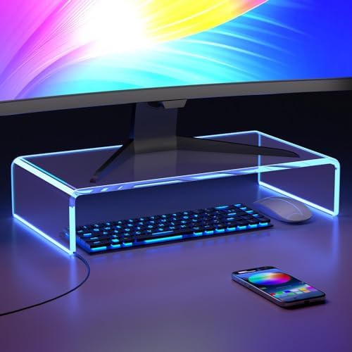 Amazon.com: Acrylic Computer Monitor Stand Riser - Gaming Monitor Stand ...
