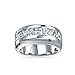 Imagen de Bling Jewelry Unisex Clear Channel Set Cubic Zirconia Aaa Cz Princesa Invisible Cut Anillo De Boda Para Hombres Mujeres
