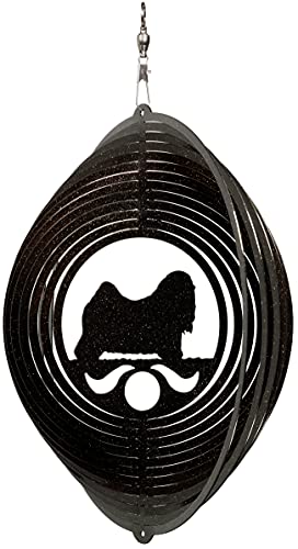 SWEN Products Lhasa Apso Circle Swirly Metal Wind Spinner