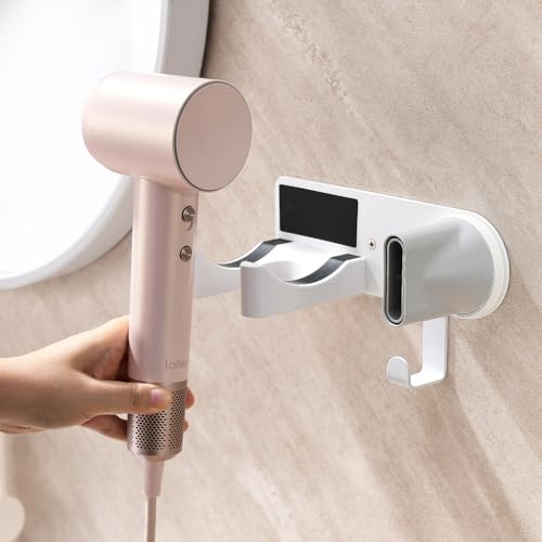 Föhnhalterung Wand Ohne Bohren, Fönhalter für Haartrockner, Edelstahl Haartrocknerhalter zum Kleben, Föhn Halterung für Badezimmer Weiß Chochoyah