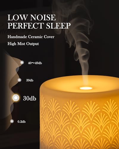 Essential Oil Diffuser, 280ml Aromatherapy Diffuser Ultrasonic Cool Mist Diffuser with Auto Shut-Off,Ceramic Diffuser for Home Office SPA Yoga - Image 4