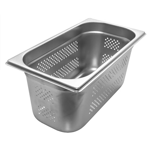 AcMax GN 1/3 - Recipiente para gastronomía, acero inoxidable, 5,7 litros, profundidad de 150 mm, perforada