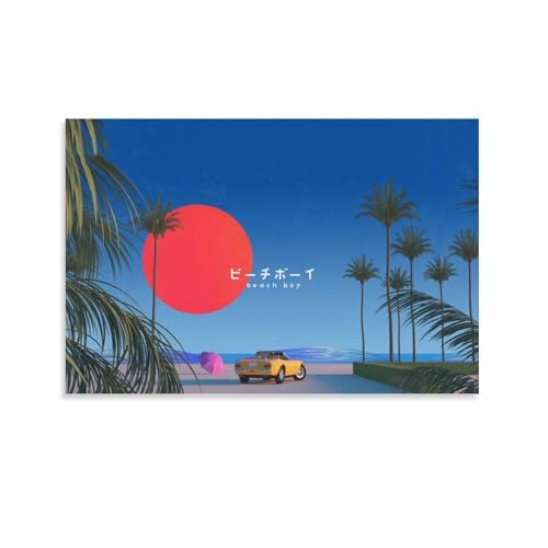Toile garçon de plage Hiroshi Nagai - Tableau decoration murale vintage mer 40 x 60 cm
