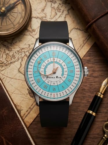 Image of DOUBLERUN Analog Watch, Silicone Strap, Roman Numerals, 24-Hour Display